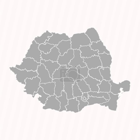 Ilustración de Mapa detallado de Rumania Con Estados y Ciudades - Imagen libre de derechos