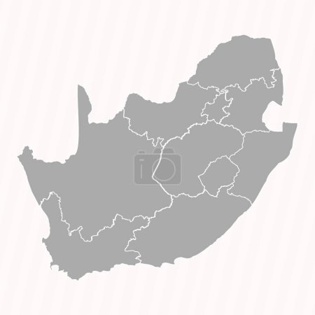 Ilustración de Mapa detallado de Sudáfrica con estados y ciudades - Imagen libre de derechos