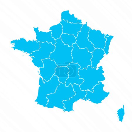 Téléchargez les illustrations : Carte plate de la France avec des détails - en licence libre de droit