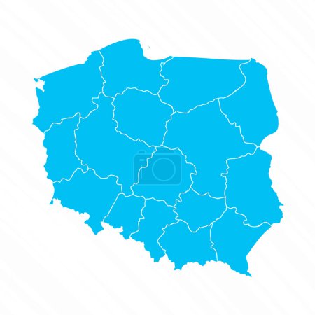 Téléchargez les illustrations : Carte de conception plate de la Pologne avec des détails - en licence libre de droit