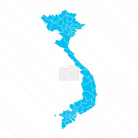 Téléchargez les illustrations : Carte de conception plate du Vietnam avec des détails - en licence libre de droit
