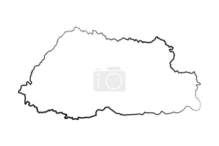Illustration for Hand Drawn Lined Bhutan Simple Map Drawing - Royalty Free Image