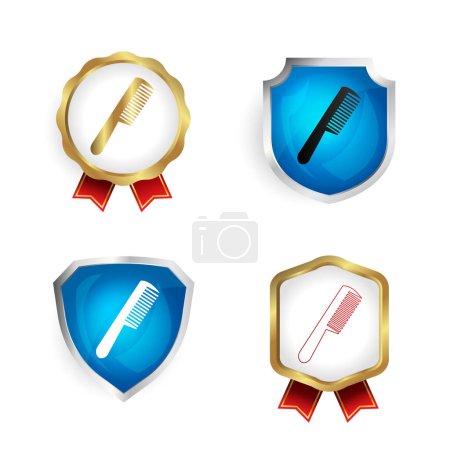 Illustration for Abstract Hair Comb Badge and Label Collection - Royalty Free Image