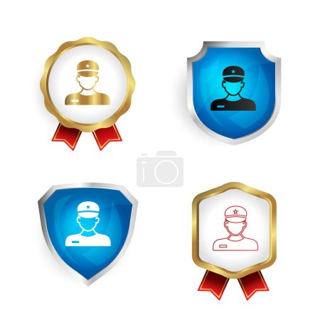 Illustration for Abstract Constable Police Badge and Label Collection - Royalty Free Image
