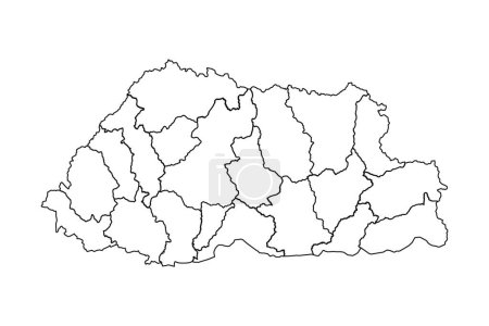 Illustration for Outline Sketch Map of Bhutan With States and Cities - Royalty Free Image