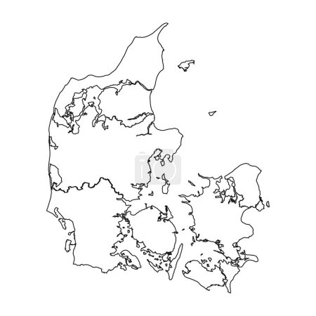 Illustration for Outline Sketch Map of Denmark With States and Cities - Royalty Free Image