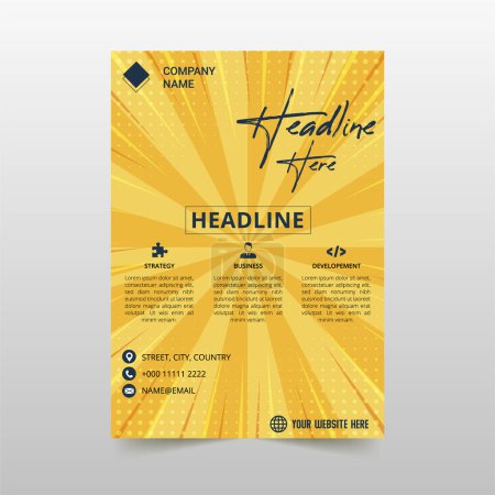 Illustration for Modern Flat Comic Style Flyer Template With Dots - Royalty Free Image