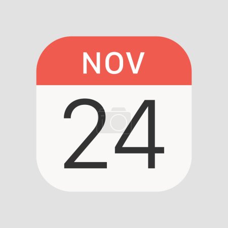 Illustration for November 24 icon isolated on background. Calendar symbol modern, simple, vector, icon for website design, mobile app, ui. Vector Illustration - Royalty Free Image