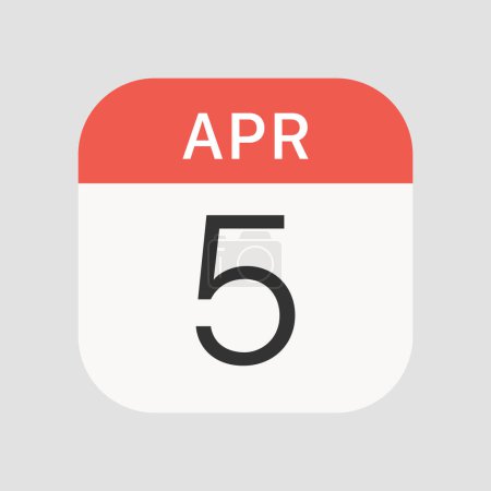 Illustration for April 5 icon isolated on background. Calendar symbol modern, simple, vector, icon for website design, mobile app, ui. Vector Illustration - Royalty Free Image