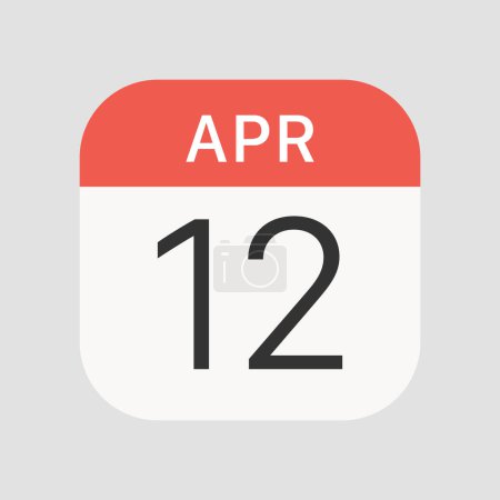 Illustration for April 12 icon isolated on background. Calendar symbol modern, simple, vector, icon for website design, mobile app, ui. Vector Illustration - Royalty Free Image
