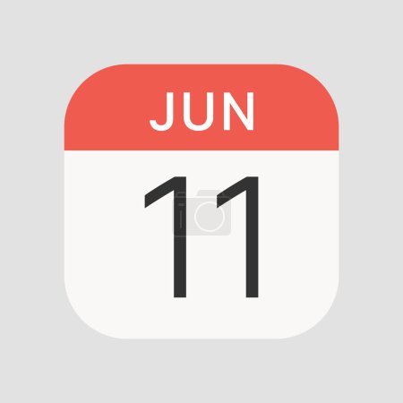 Illustration for Jun 11 icon isolated on background. Calendar symbol modern, simple, vector, icon for website design, mobile app, ui. Vector Illustration - Royalty Free Image