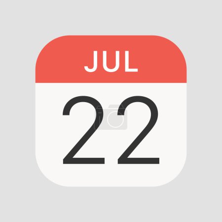 22. Juli Ikone isoliert auf Hintergrund. Kalendersymbol modern, einfach, Vektor, Symbol für Website-Design, mobile App, ui. Vektorillustration