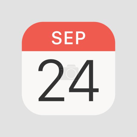 Illustration for September 24 icon isolated on background. Calendar symbol modern, simple, vector, icon for website design, mobile app, ui. Vector Illustration - Royalty Free Image