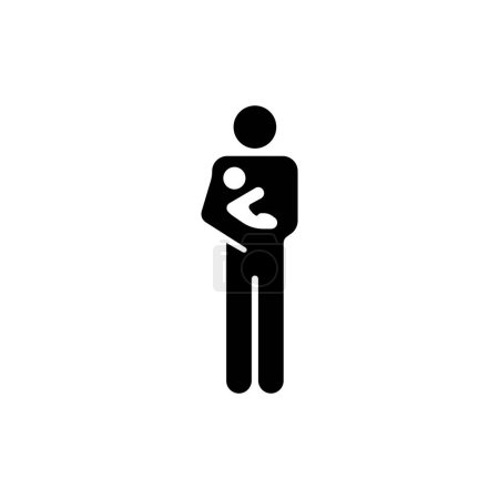 Ilustración de Persona de pie sosteniendo un icono de niño pequeño aislado sobre fondo blanco. Símbolo de información pública moderno, simple, vector, icono para el diseño del sitio web, aplicación móvil, ui. Ilustración vectorial - Imagen libre de derechos