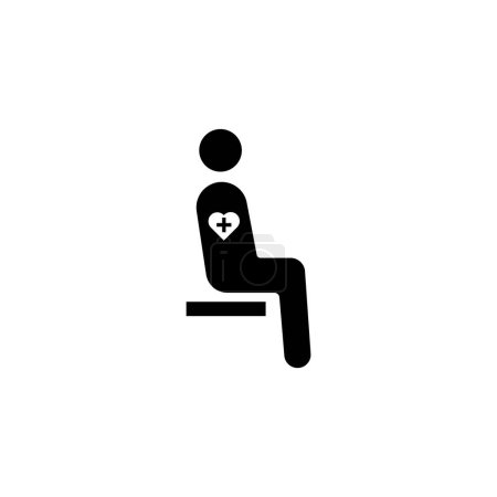 Téléchargez les illustrations : Figure humaine assise avec croix incluse dans un signe d'icône en forme de cœur isolé sur fond blanc. Symbole d'information publique moderne, simple, vectoriel, icône pour la conception de site Web, ui. Illustration vectorielle - en licence libre de droit