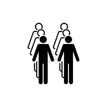 Ilustración de Alinéense o hagan cola en dos iconos aislados sobre fondo blanco. Símbolo de información pública moderno, simple, vector, icono para el diseño del sitio web, aplicación móvil, ui. Ilustración vectorial - Imagen libre de derechos