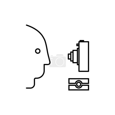 Ilustración de Icono de la instalación de reconocimiento facial biométrico aislado sobre fondo blanco. Símbolo de información pública moderno, simple, vector, icono para el diseño del sitio web, aplicación móvil, ui. Ilustración vectorial - Imagen libre de derechos