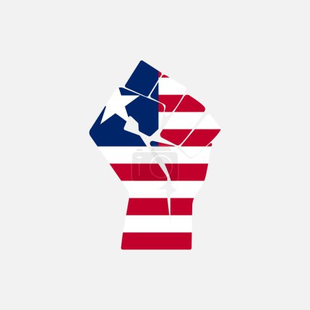 Flag of Puerto Rico in the shape of raised hand sign isolated on background. Fist symbol modern, simple, vector, icon for website design, mobile app, ui. Vector Illustration