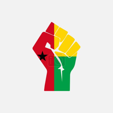 Drapeau de Guinée-Bissau en forme de signe de la main levé isolé sur le fond. Poing symbole moderne, simple, vectoriel, icône pour la conception de site Web, application mobile, ui. Illustration vectorielle