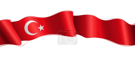Illustration for Turkey wave flag banner on white background - Royalty Free Image