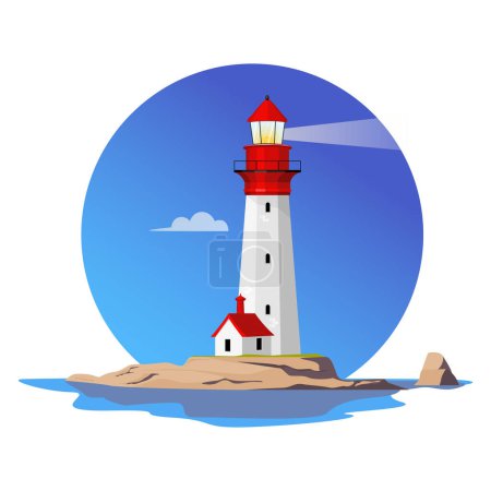 Illustration for Lighthouse on the island in the sea - Royalty Free Image