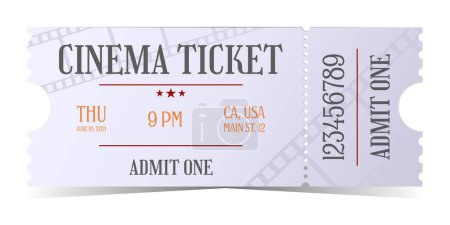 Illustration for Cinema entry ticket in old style. Admit one - Royalty Free Image