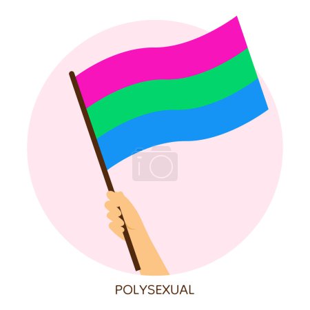 Hand holding polysexual pride flag
