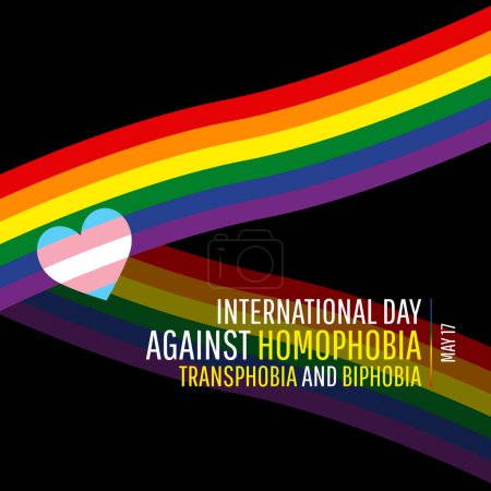 International Day against homophobia transphobia and biphobia template with pride flag and sign