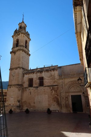 Photo for Biar, Alicante, Spain, January 14, 2023: Vertical view of the church of our Lady of the Assumption of Biar, Alicante, Spain - Royalty Free Image