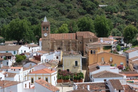 Photo for Almonaster la Real, Huelva, Spain, June 21, 2023: Church of San Martin in Almonaster la Real, Sierra de Aracena, Huelva, Spain - Royalty Free Image