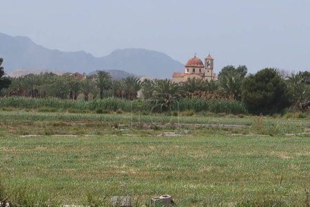 El Hondo Natural Park, Crevillente, Alicante, Spain, April 18, 2024: Church of San Felipe Neri in the El Hondo natural park