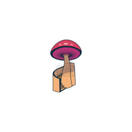 Téléchargez les illustrations : Illustration du logo montrant un champignon avec une échelle. Parfait pour la construction, l'intérieur ou les entreprises liées au logo. - en licence libre de droit