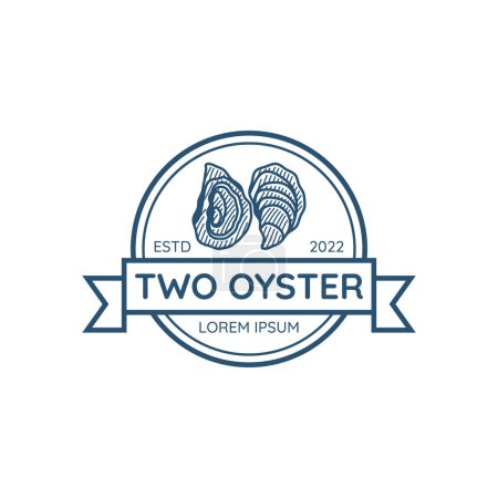 Ilustración de Oyster logo vector, adecuado para la marca de restaurantes, especialmente mariscos. Este logotipo está hecho con líneas simples y profesionales. - Imagen libre de derechos