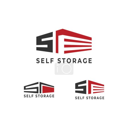 Ilustración de Logotipo de letra S con unidades de almacenamiento de almacén simples y modernas. - Imagen libre de derechos