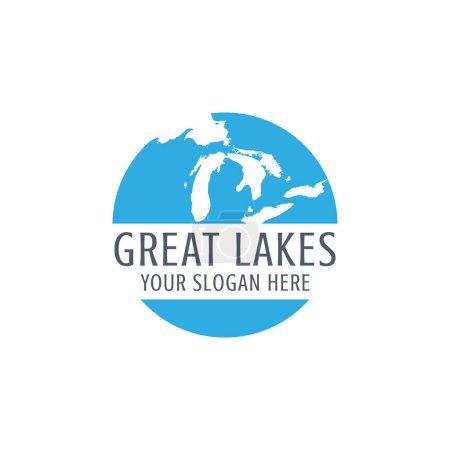 Illustration for Great lakes logo vector simple and modern. Suitable for the travel, adventure and tourism industries. - Royalty Free Image