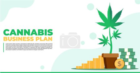Cannabis Business Plan. Marihuana. Hanfblätter. Weißer Hintergrund. Marihuana-Plantage. Geld. 4: 20 Vorlage