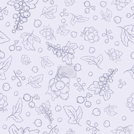 Seamless vector pattern for gift paper with blackcurrant berries on light background.