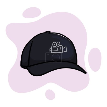Illustration for Hand drawn cap for director with video camera image. Vector illustration - Royalty Free Image