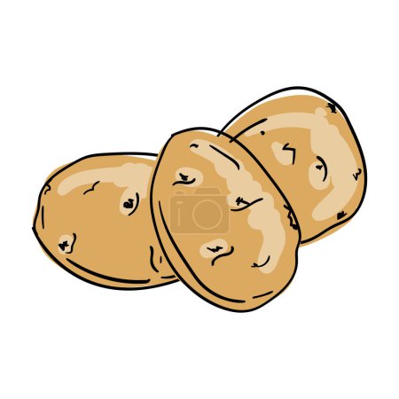 Kartoffeln. Vektorhandgezeichnete Illustration von Gemüse. Kulinarische Zutat. Vereinzelter Aufkleber auf weißem Hintergrund. Vektorillustration