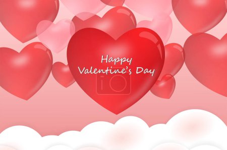 Illustration for Heart balloon cloud gradient background valentine's day - Royalty Free Image