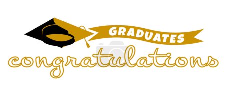 Illustration for Graduates cap congratulations Used for making illustrations, covers, posters for graduation ceremonies. - Royalty Free Image