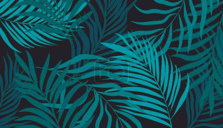 Téléchargez les illustrations : Feuilles vertes palme lignes florales art print design. Vecteur d'art mural botanique Conception d'art abstrait pour l'impression murale. - en licence libre de droit