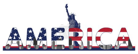 Illustration for Sticker Statue of Liberty American symbol. Used for decoration, advertising design, websites or publications, banners, posters and brochures. - Royalty Free Image