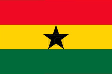 Ghana. Bandera de Ghana. Diseño horizontal. ilustración de la bandera de Ghana. Diseño horizontal. Diseño abstracto. Ilustración. Mapa. Capital Accra.