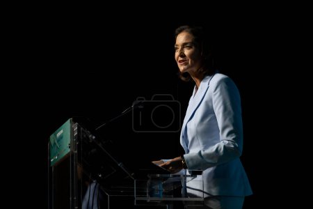 Photo for Reyes Maroto. Minister of Industry, Commerce and Tourism of Spain and PSOE candidate for mayor of Madrid. Act in Madrid. Photography. - Royalty Free Image