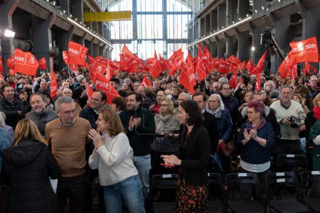 Foto de PSOE. Spain. Rally. Act of the Spanish Socialist Workers Group (PSOE). MADRID, SPAIN - FEBRUARY 4, 2023. - Imagen libre de derechos