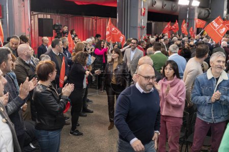 Foto de PSOE. Spain. Rally. Act of the Spanish Socialist Workers Group (PSOE). MADRID, SPAIN - FEBRUARY 4, 2023. - Imagen libre de derechos