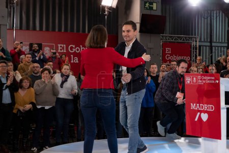 Foto de Juan Lobato. Candidate for the presidency of the Community of Madrid. Juan Lobato in an act of the Spanish Socialist Workers Group (PSOE). MADRID, SPAIN - FEBRUARY 4, 2023. - Imagen libre de derechos