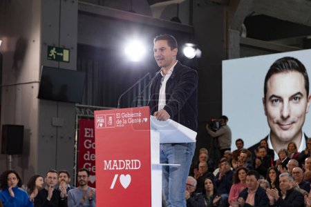 Foto de Juan Lobato. Candidate for the presidency of the Community of Madrid. Juan Lobato in an act of the Spanish Socialist Workers Group (PSOE). MADRID, SPAIN - FEBRUARY 4, 2023. - Imagen libre de derechos