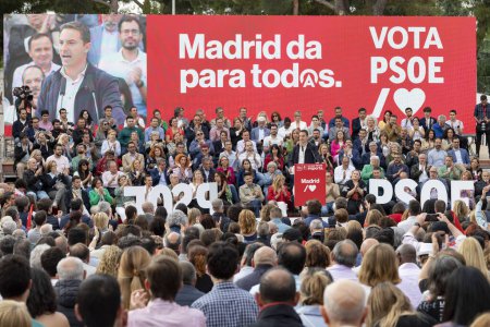 Photo for Juan Lobato Gandarias. Candidate for the Community of Madrid. Juan Lobato in an act of the Spanish Socialist Workers Group (PSOE). MADRID, SPAIN - MAY 25, 2023. - Royalty Free Image